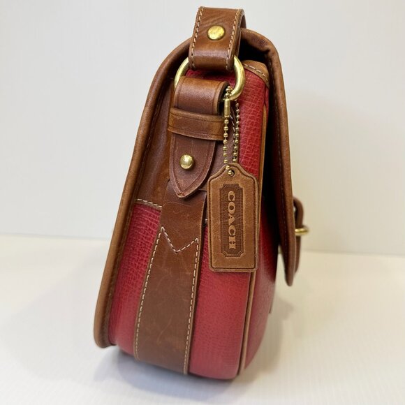 Vintage Coach DAKOTA LARIAT Made in Italy Red with Saddle Trim Rare - Picture 4 of 15